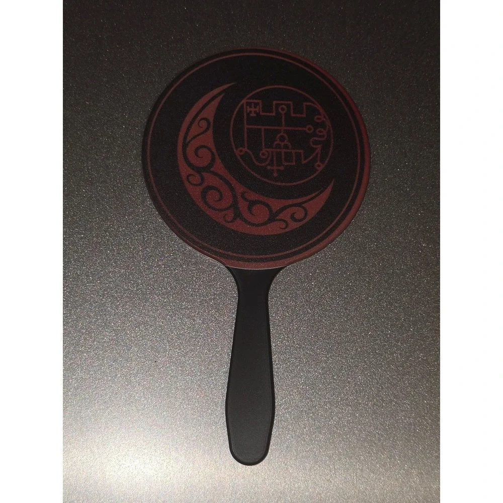 Stolas Grimiore Crescent Moon Symbol Helluva Boss Mini Mirror Black Red Handmade